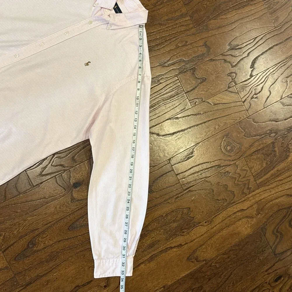 Polo Ralph Lauren Oxford Shirt XXL Pink White Striped Classic Fit Pony Pristine